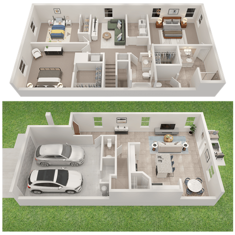 Floor plan for 3 beds, 2.5 baths, 1892 sqft